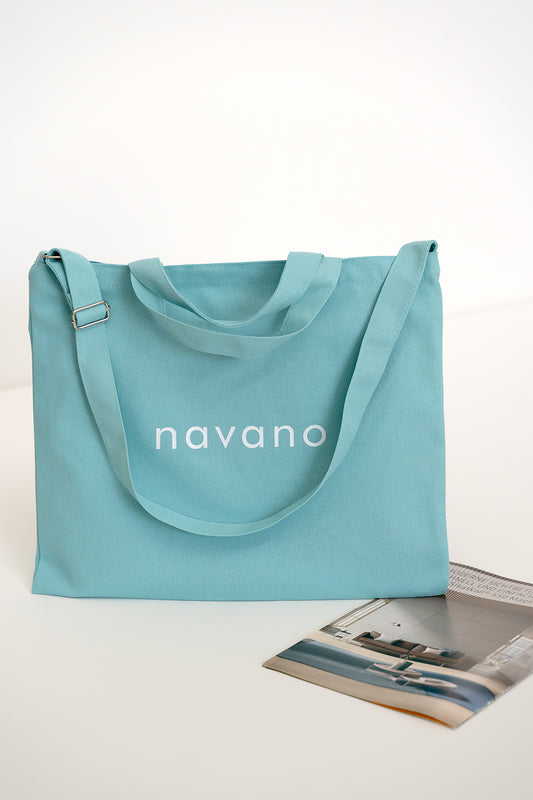 turquoise cotton tote bag – everyday carry with adjustable strap