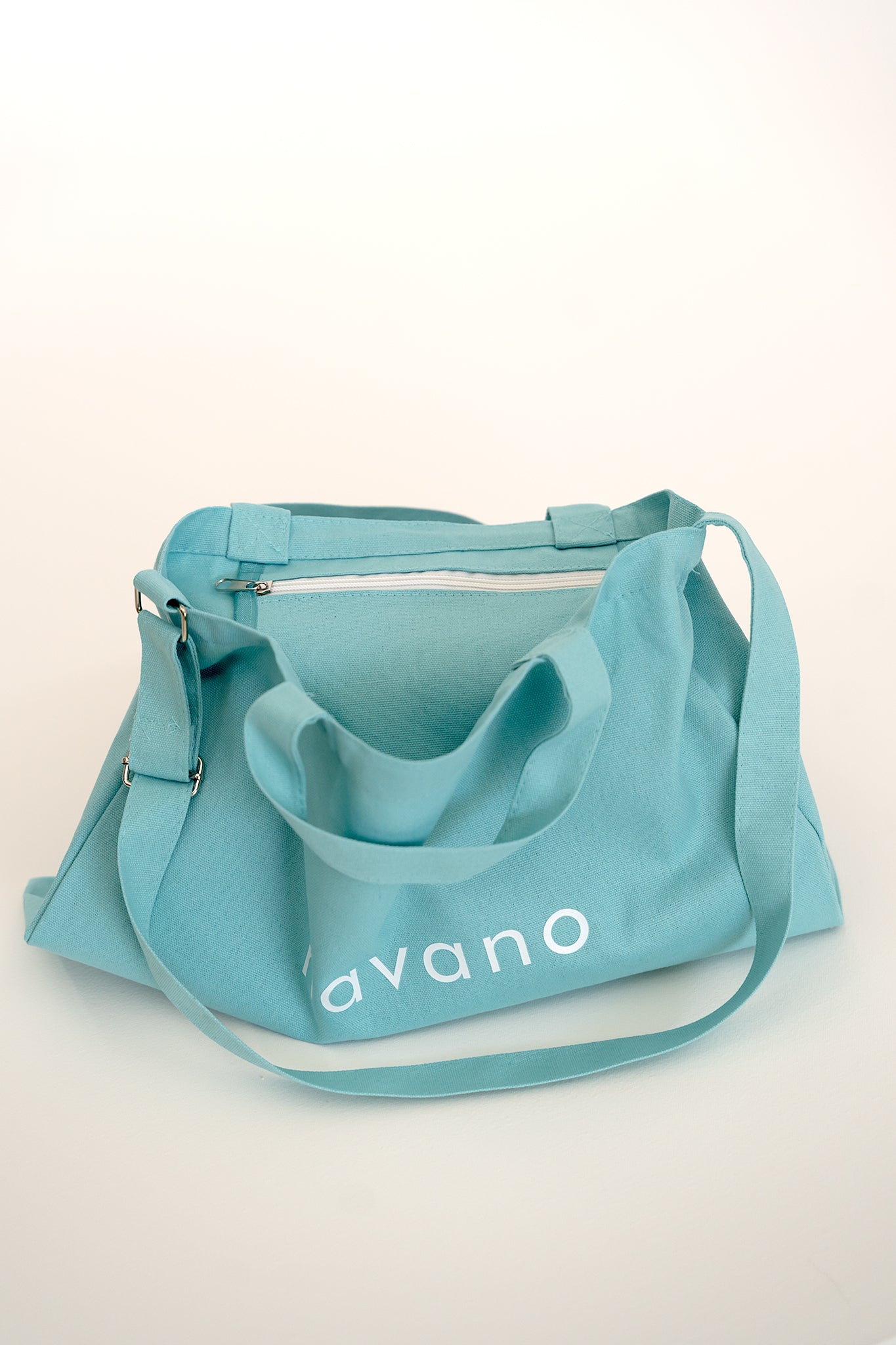 turquoise cotton tote bag – everyday carry with adjustable strap