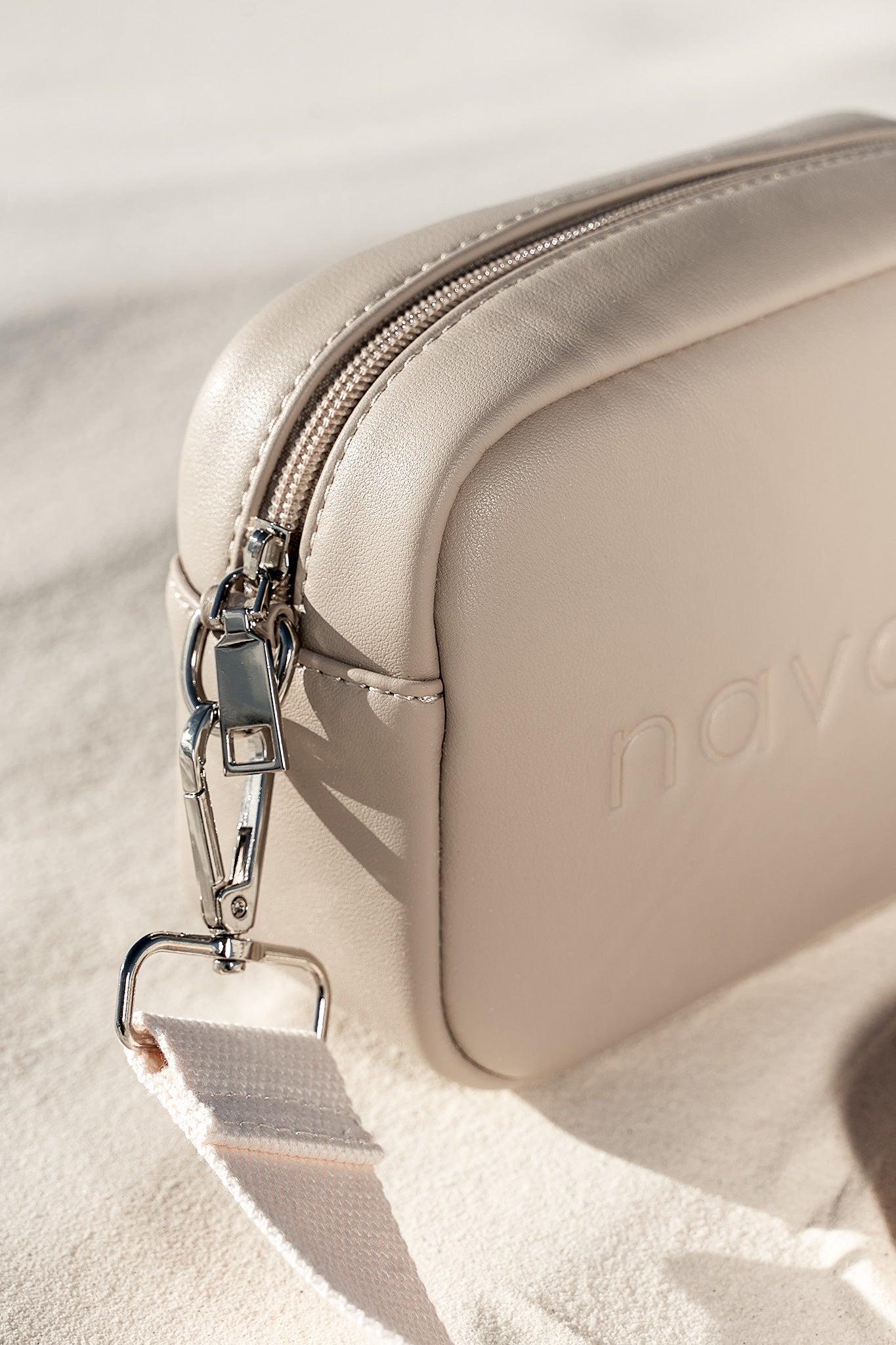 beige vegan cross body bag