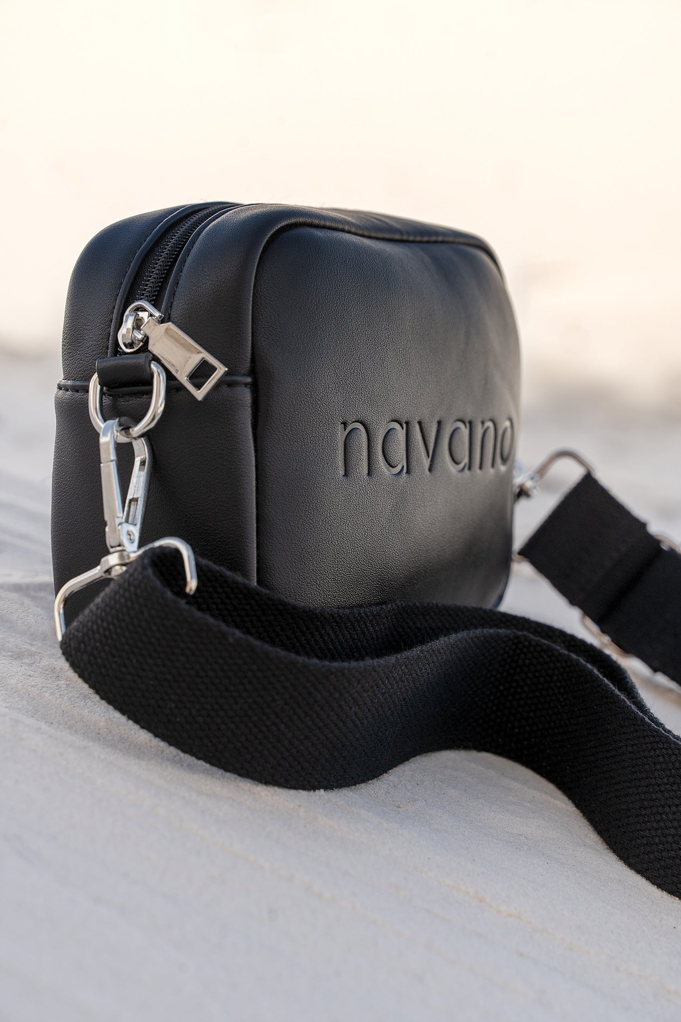 black vegan cross body bag