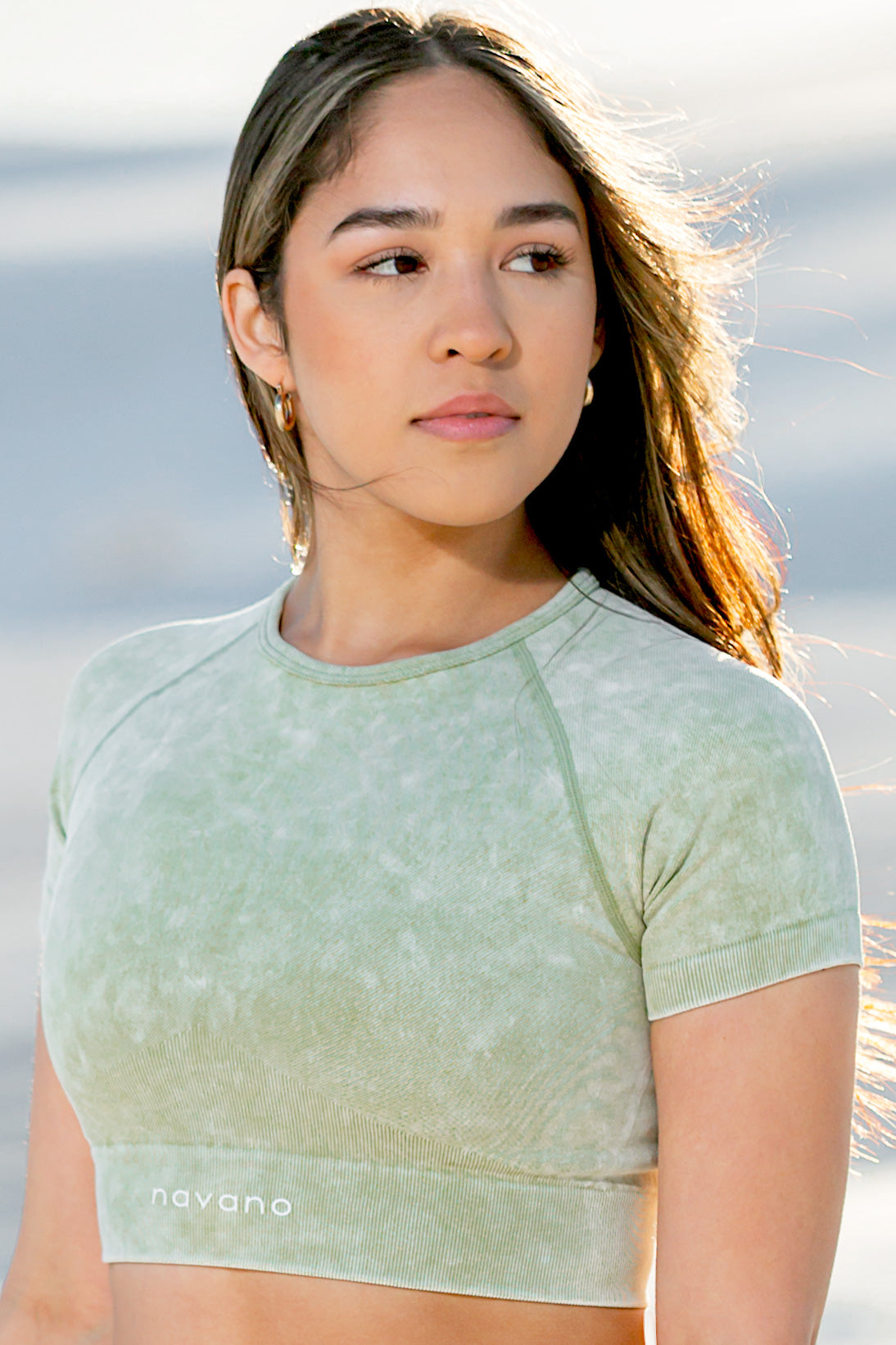 green acid wash crop top