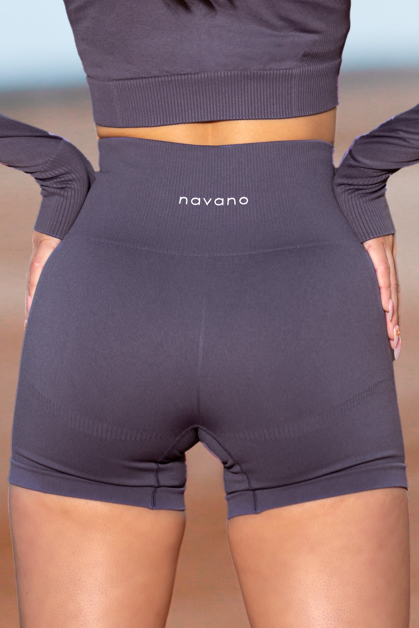 purple seamless high waisted shorts