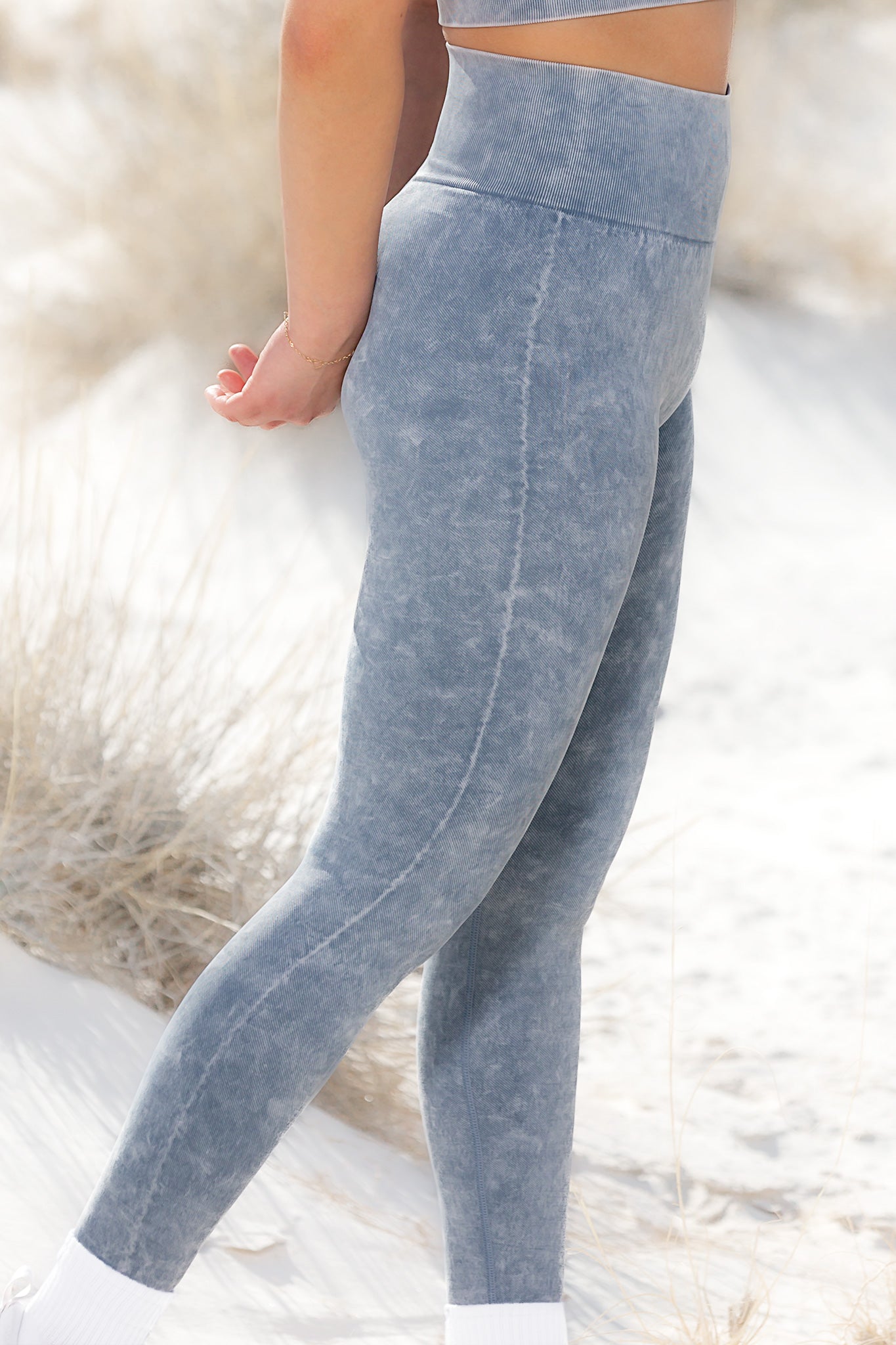 sky grey acid wash seamless leggings
