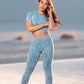 blue acid wash seamless leggings