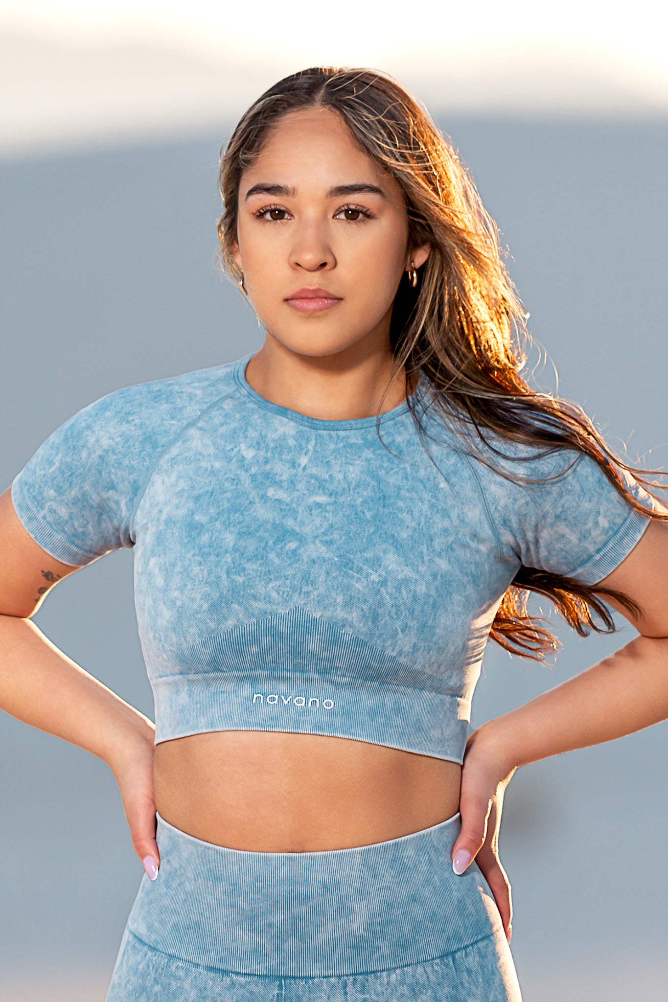 blue acid wash crop top