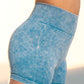 blue acid wash shorts