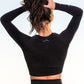black long sleeve crop top