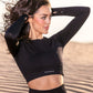 black long sleeve crop top