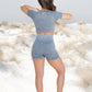 sky grey acid wash shorts